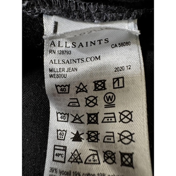 AllSaints Miller Jeans Womens 30 Charcoal Gray Skinny‎ Stretch Raw Step Hem - Picture 9 of 13